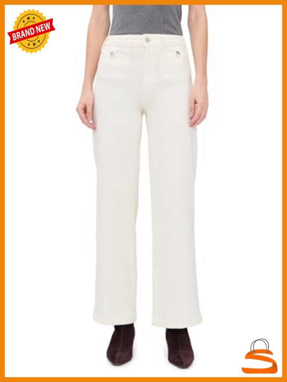 High Rise Wide Leg Jeans with Rounded Inset Pockets
